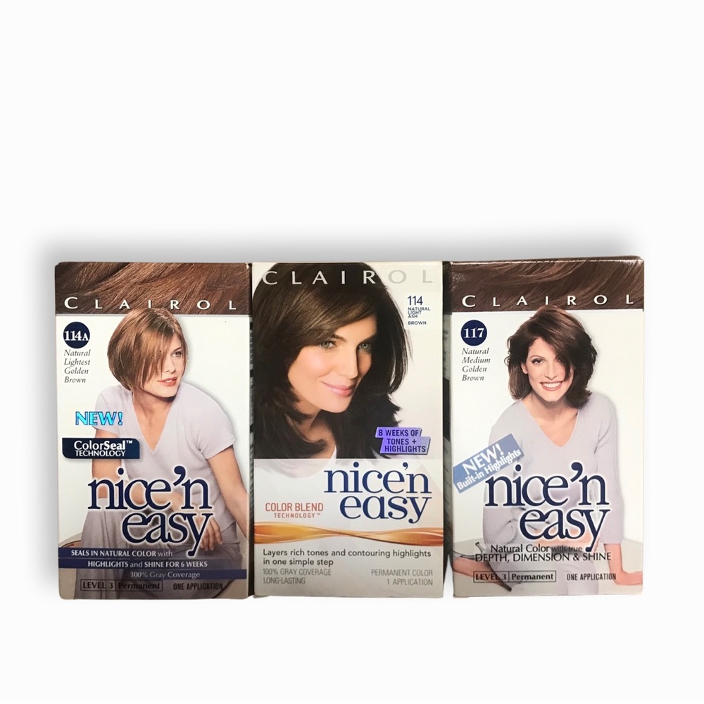 Set 3 Clairol Nice 'n Easy Natural Light Medium Brown Hair Color Dye Highlights